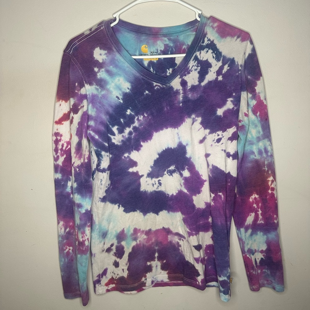 Kids Tie-Dye Long Sleeve Shirt - Purple and Blue